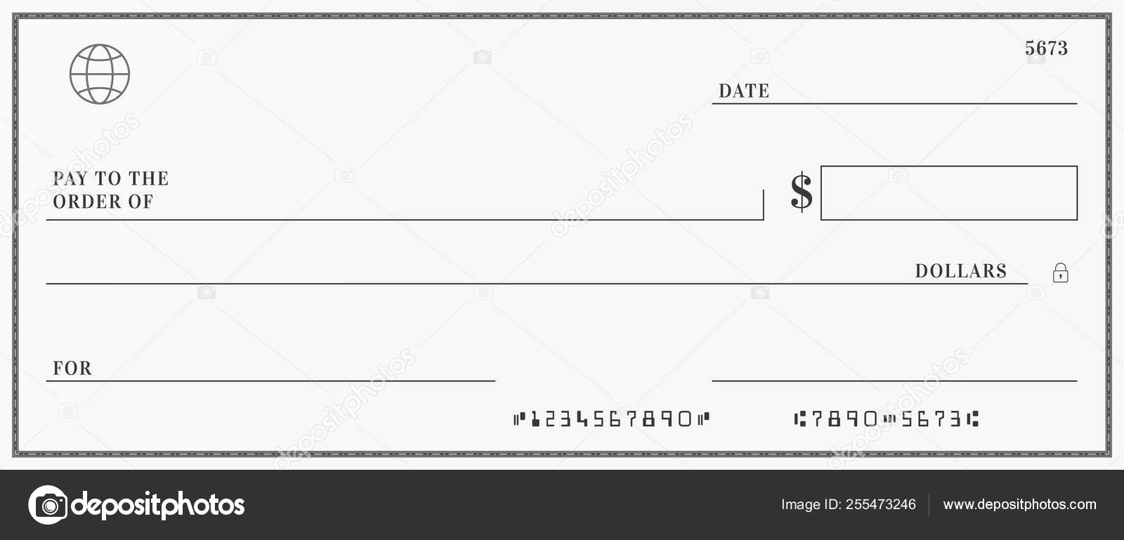 Blank Template Of The Bank Check Checkbook Cheque Page With Empty