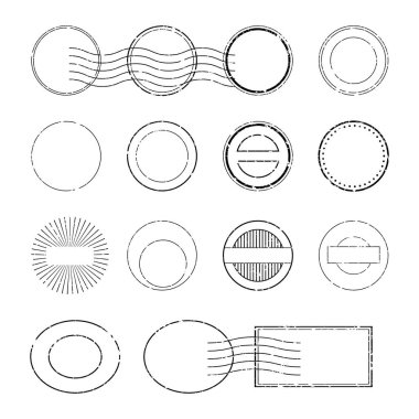 Retro posta iptalleri. Sevkiyat pulları ve kartpostal işaretleri şablonu.