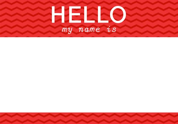 Red name tag. Hello my name is - label. — Stock Vector