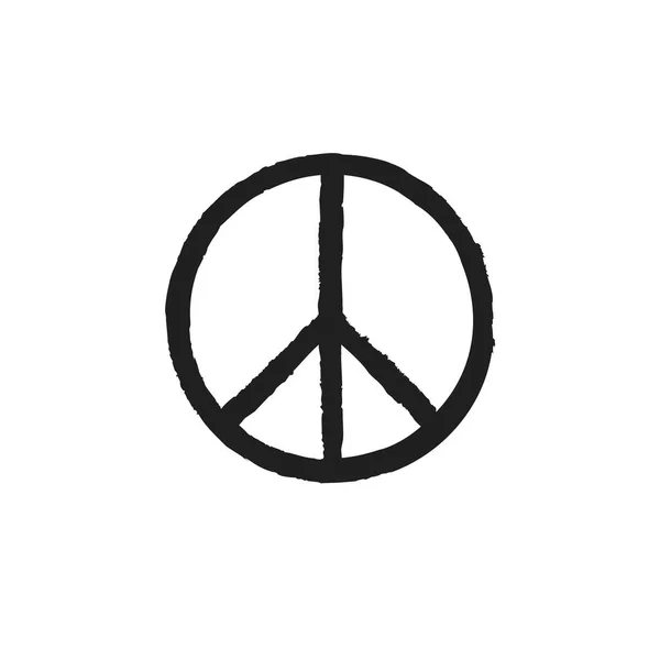 Grunge textúra hippi kerek fekete béke jele. — Stock Vector