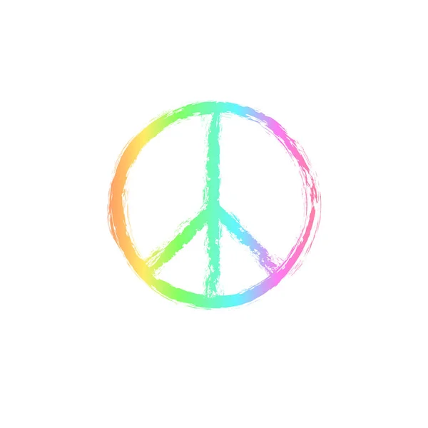 Runde strukturierte Hippie Peace Zeichen zum Drucken. — Stockvektor