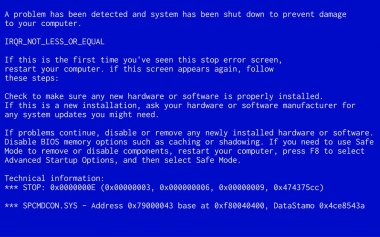 Blue Screen of Death. Operating system crash error message. BSOD malfunction report. clipart