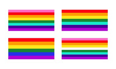 Lgbt cinsel azınlık toplumungökkuşağı bayrağı farklı türleri.