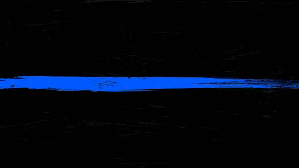 Bandera de línea azul delgada con traza de pintura grunge: una señal para honrar y respetar a la policía, el ejército y los oficiales militares — Vector de stock