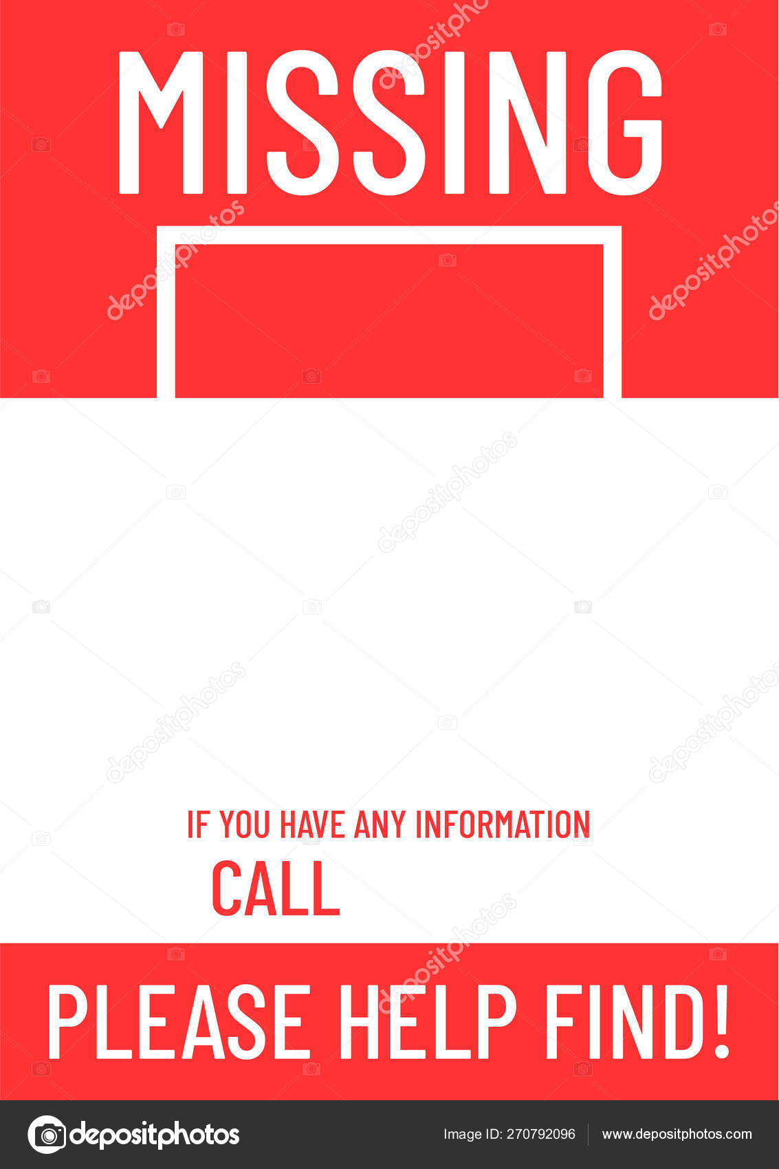 Blank Missing Poster Template Ready To Print Stock Vector Image By arseniuk oleksii 270792096