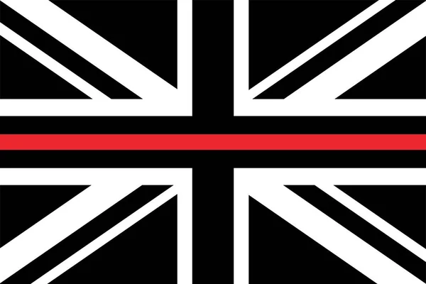 Egyesült Királyság zászló-val egy vékony piros vonal-egy jel-hoz becsület és tisztel brit tűzoltók. — Stock Vector
