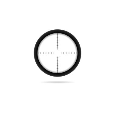 Keskin nişancı hedef crosshairs kapsam simgesi beyaz arka plan üzerinde izole.