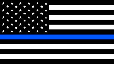 USA flag with a thin blue line - a sign to honor and respect american police, army and military officers clipart