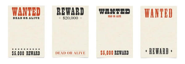 Wilde Dead or Alive lege poster sjabloon met getextureerde oude papier. — Stockvector