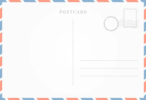Plantilla en blanco de la parte posterior de la postal. Espalda vacía de la tarjeta de viaje . — Archivo Imágenes Vectoriales