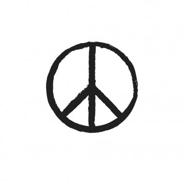 Dairesel barış işareti. Hippi sembol siyah simgesini.