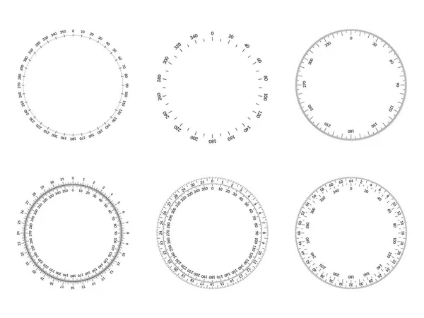 Cadran circulaire protractor faces avec largeur de course modifiable . — Image vectorielle
