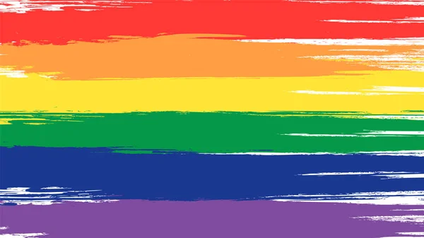 Regenbogenfahne - Symbol des Gay Pride. Die Flagge besteht aus sechs Farben: rot, orange, gelb, grün, marineblau, lila und wird in Cmyk-Tönen gefertigt, damit sie zum Druck bereit ist. — Stockvektor