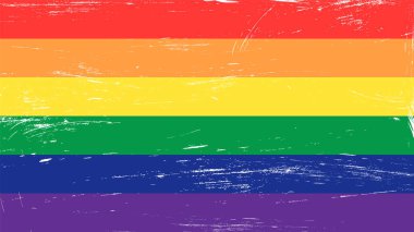 Grunge GLBT pride rainbow flag - symbol of gay, lesbian, bisequal, transgender and queer people. clipart