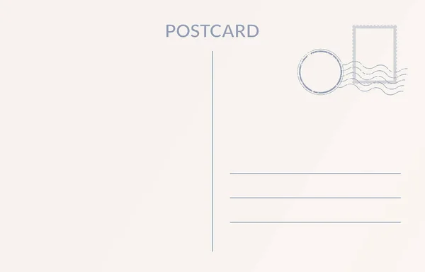 Κενό πρότυπο ταχυδρομικής κάρτας. Σχεδίαση κενής κάρτας post πίσω. — Διανυσματικό Αρχείο