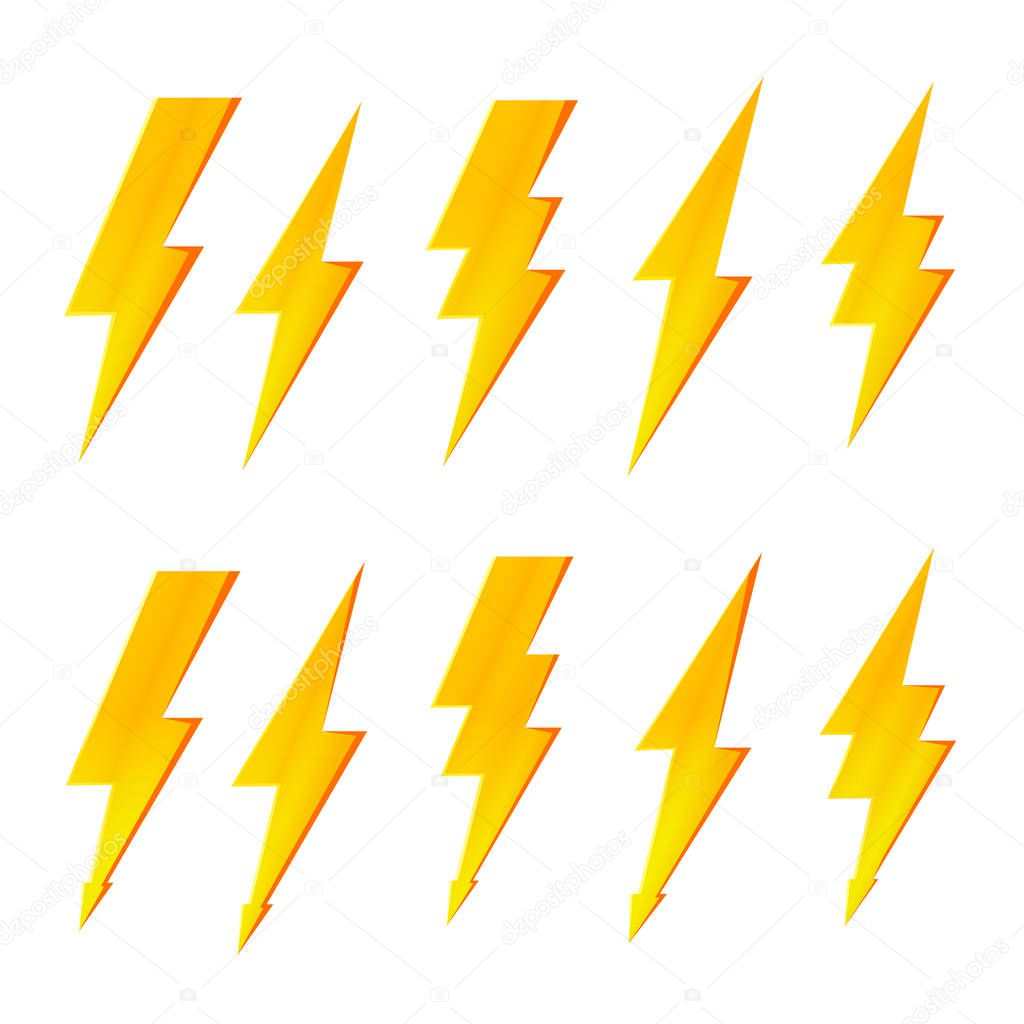 Lightning bolt, thunder flash and electric voltage icon.