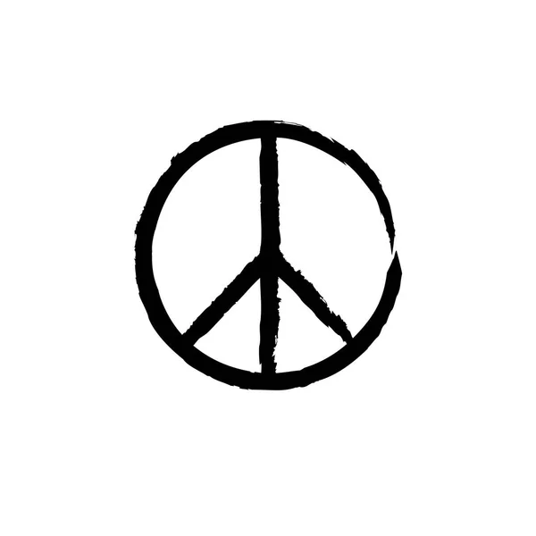 Round textured hippie peace sign for printing. — Stock Vector