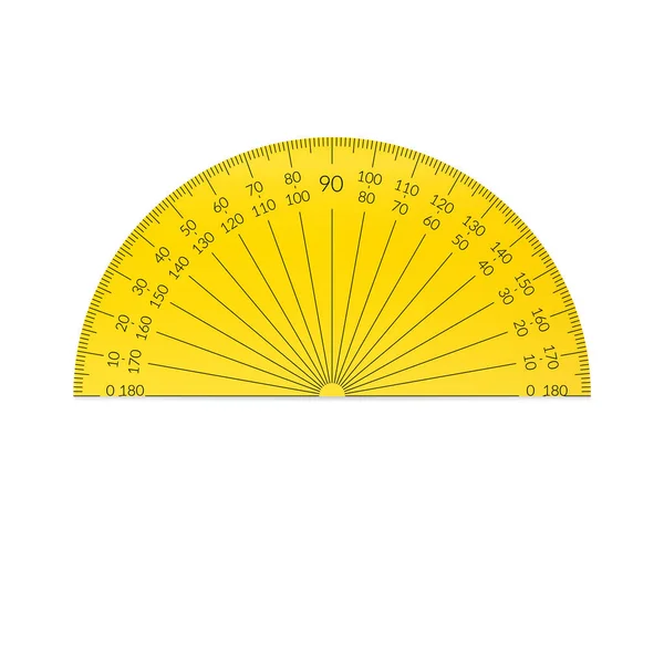 Plastic circular protractor with a 180 degree scale. — Stock Vector