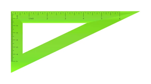Пластиковый равнобедренный треугольник с метрической и имперской шкалой . — стоковый вектор