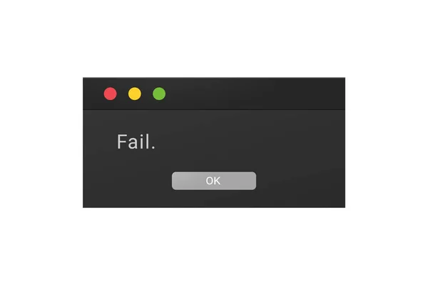 Dark theme of an error message popup in a night mode. — Stock Vector