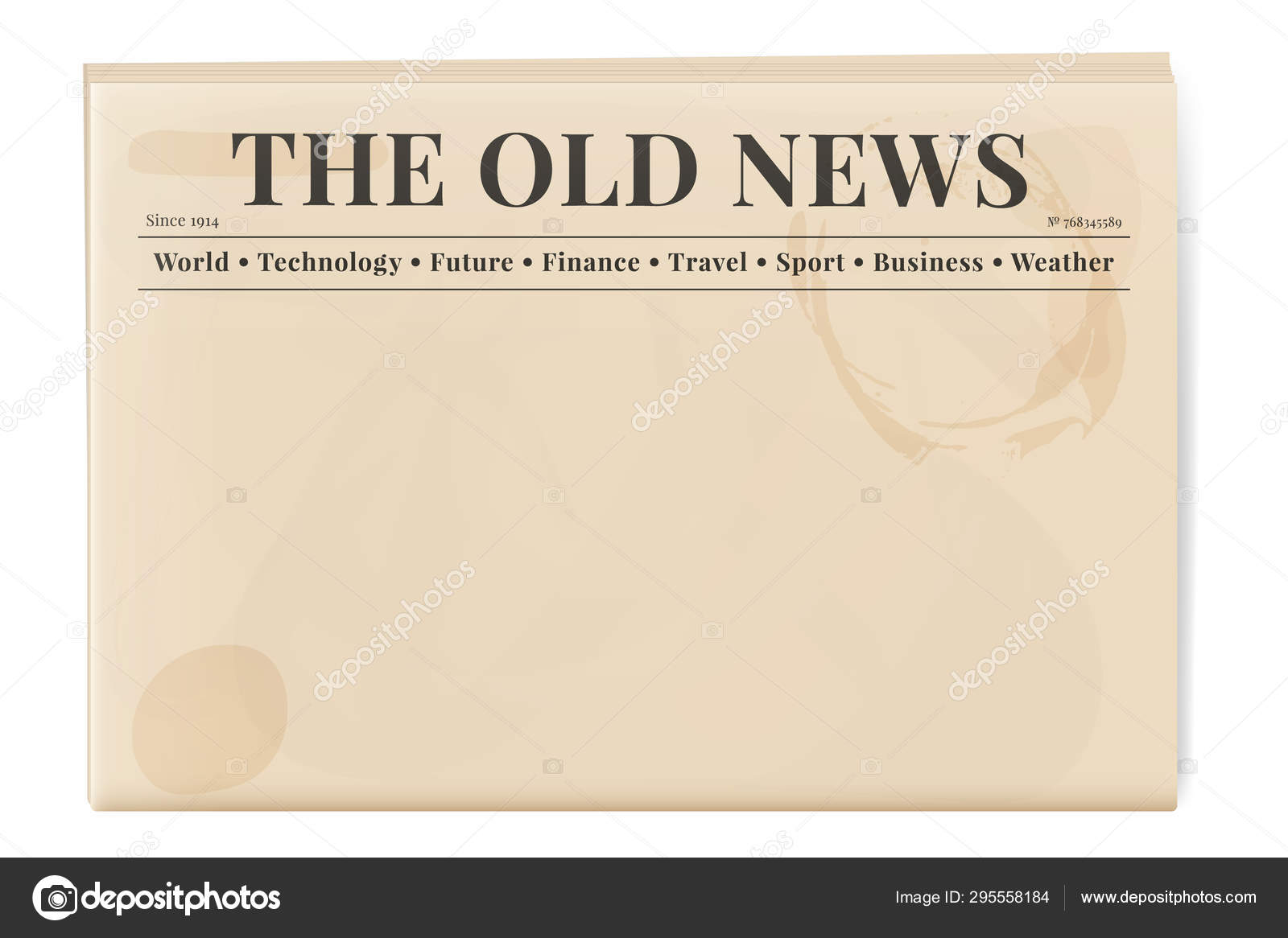 Blank template of a retro newspaper. Folded cover page of a news Inside Blank Old Newspaper Template