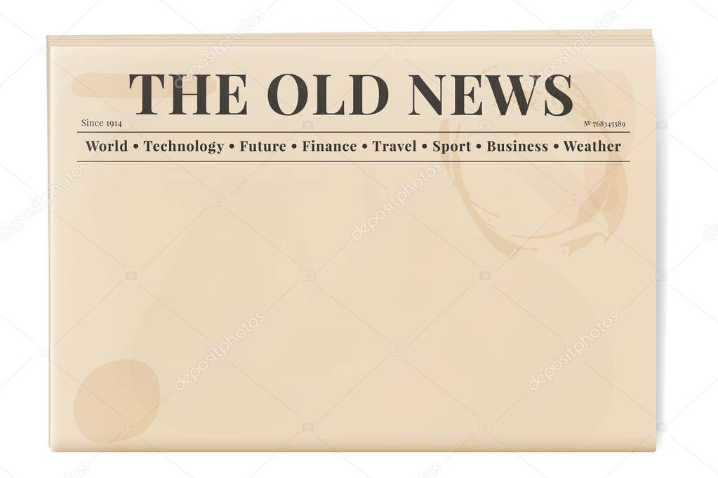 Blank template of a retro newspaper. Folded cover page of a news magazine.