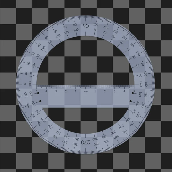 Protracteur circulaire en plastique avec une règle en unités métriques — Image vectorielle