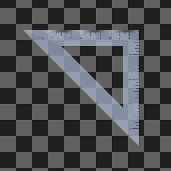 Triángulo de isósceles de plástico con unidades métricas e imperiales escala de regla . — Archivo Imágenes Vectoriales
