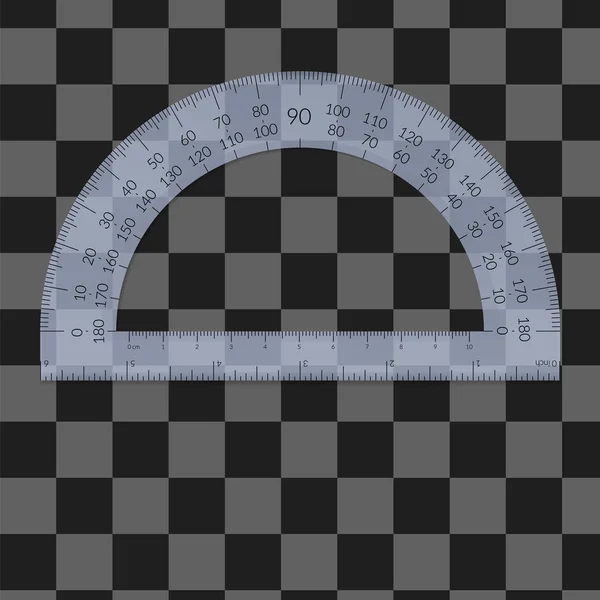 Kunststoff-Winkelmesser mit Lineal in metrischen Einheiten — Stockvektor