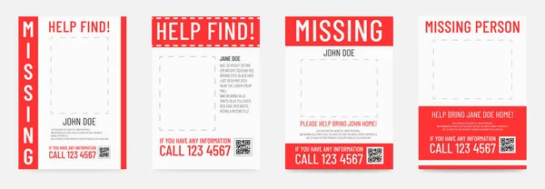 Missing person poster Help to find placard template — Stock Vector