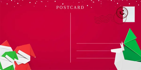 Viaje trasero tarjeta postal para las vacaciones de invierno saludos . — Vector de stock