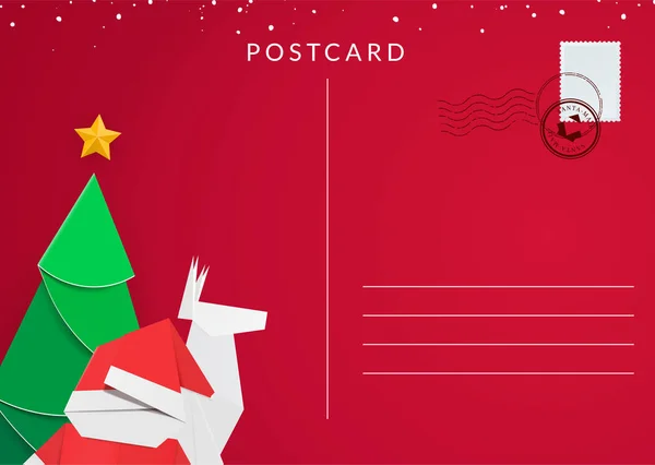 Plantilla de una postal roja para Navidad y Año Nuevo que desee — Archivo Imágenes Vectoriales