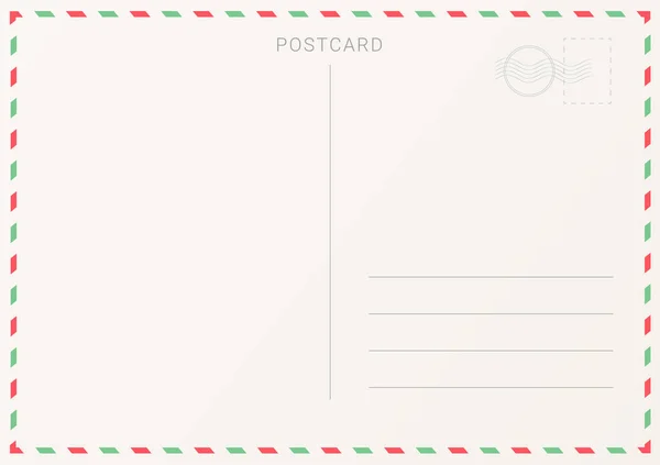 Blank postcard backside. Template of an empty travel card. — Stock Vector