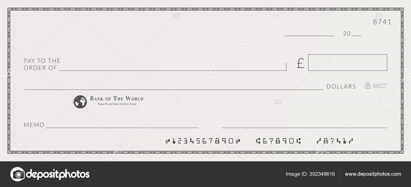 Blank bank cheque template. Check from checkbook Stock Vector In Editable Blank Check Template