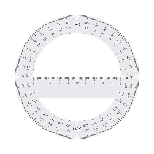 Transportador circular de papel con una regla en unidades métricas — Archivo Imágenes Vectoriales