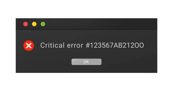 Dark theme of an error message window in a night mode. — Stock Vector
