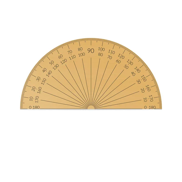 Rapporteur circulaire en bois avec une échelle de 180 degrés . — Image vectorielle