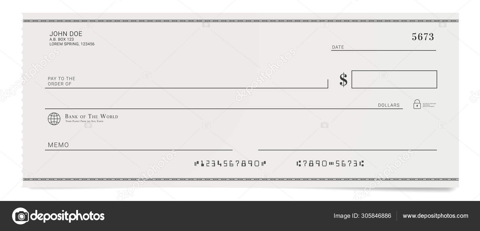 Torn off blank bank cheque. Personal desk check template Stock With Editable Blank Check Template
