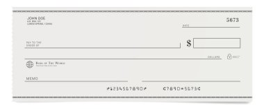 Torn off blank bank cheque. Personal desk check template clipart