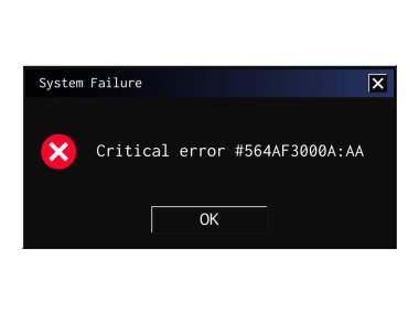 Retro ui hata ileti penceresi. Gece modu teması.