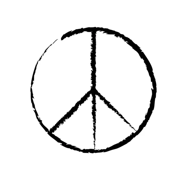 Signe de paix circulaire. Symbole hippie icône noire . — Image vectorielle