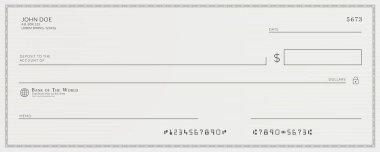 Blank template of the fake bank check clipart