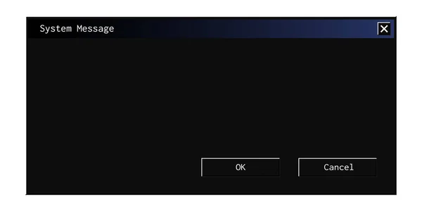 UI velho da caixa de diálogo do sistema. Tema escuro de pop-up informativo — Vetor de Stock