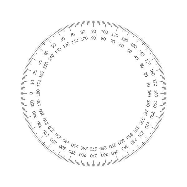 Protractor circular scale bar overlay for measuring tools. — Stock Vector