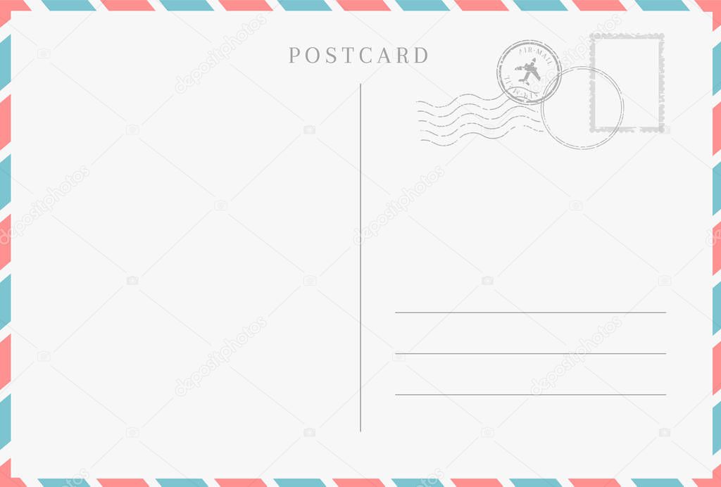 Blank template of a backside of travel postcard.