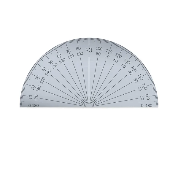 Stalen cirkelvormige gradenboog met een schaal van 180 graden. — Stockvector