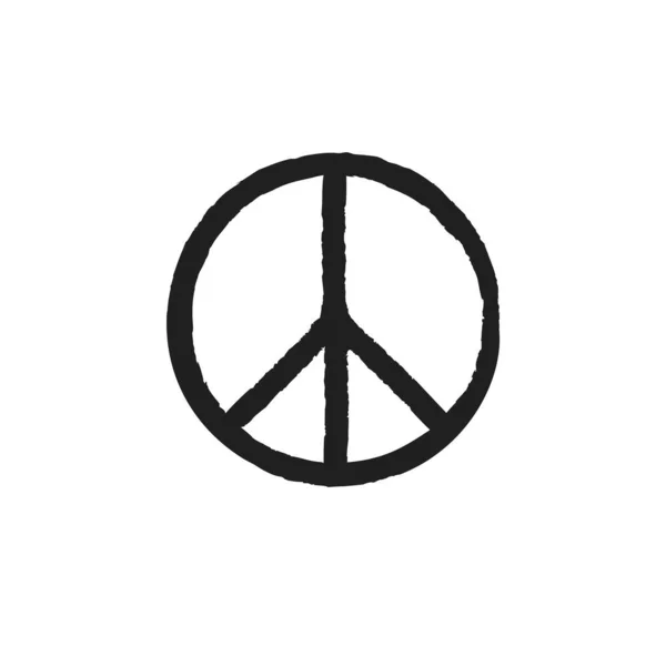 Grunge Textur Hippie Round Peace Black Zeichen. — Stockvektor