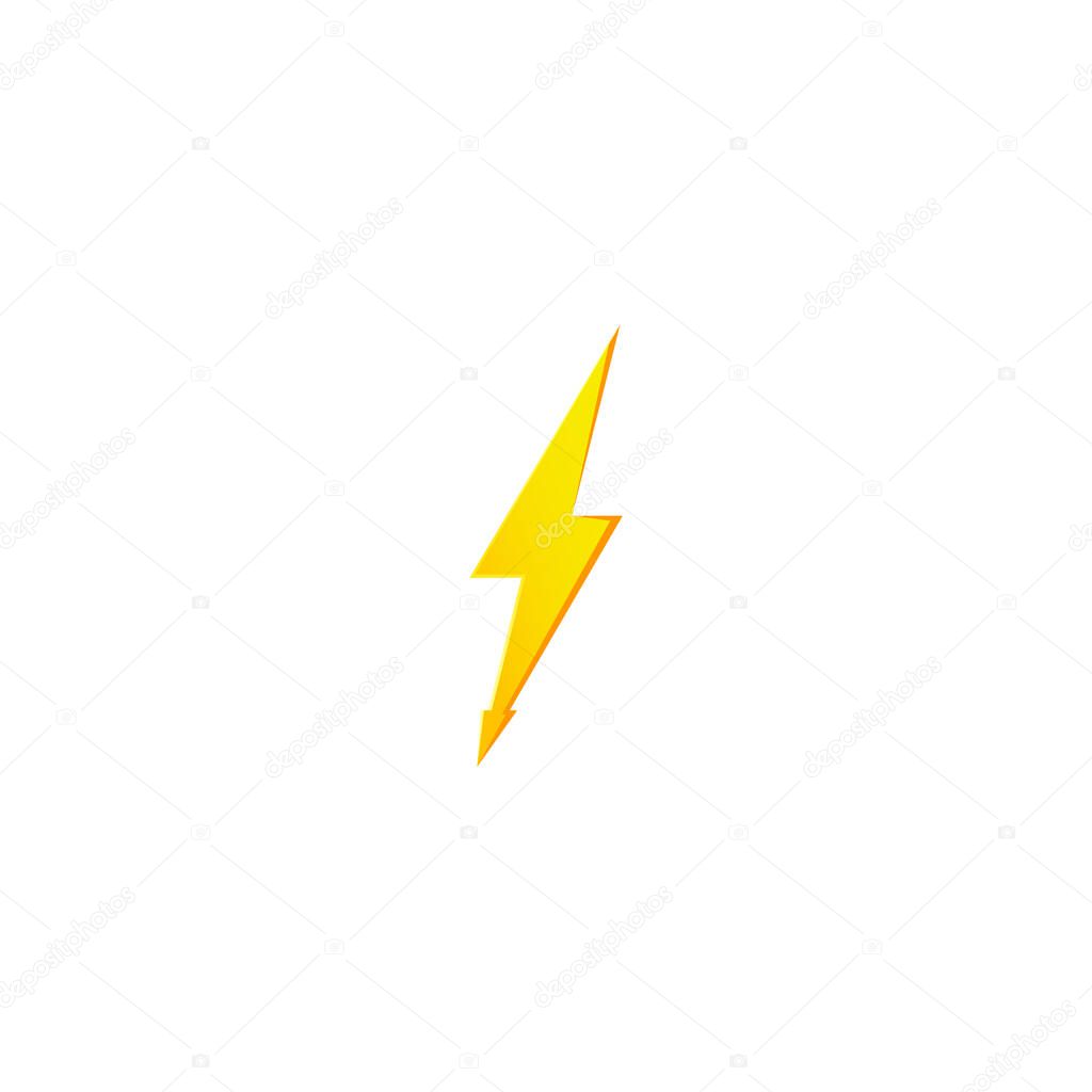 Simple yellow thunderbolt icon. Thunder, bolt and high voltage sign.