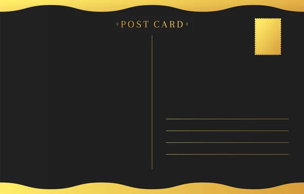 Tarjeta postal vacía hecha de cartón negro y lámina dorada . — Vector de stock