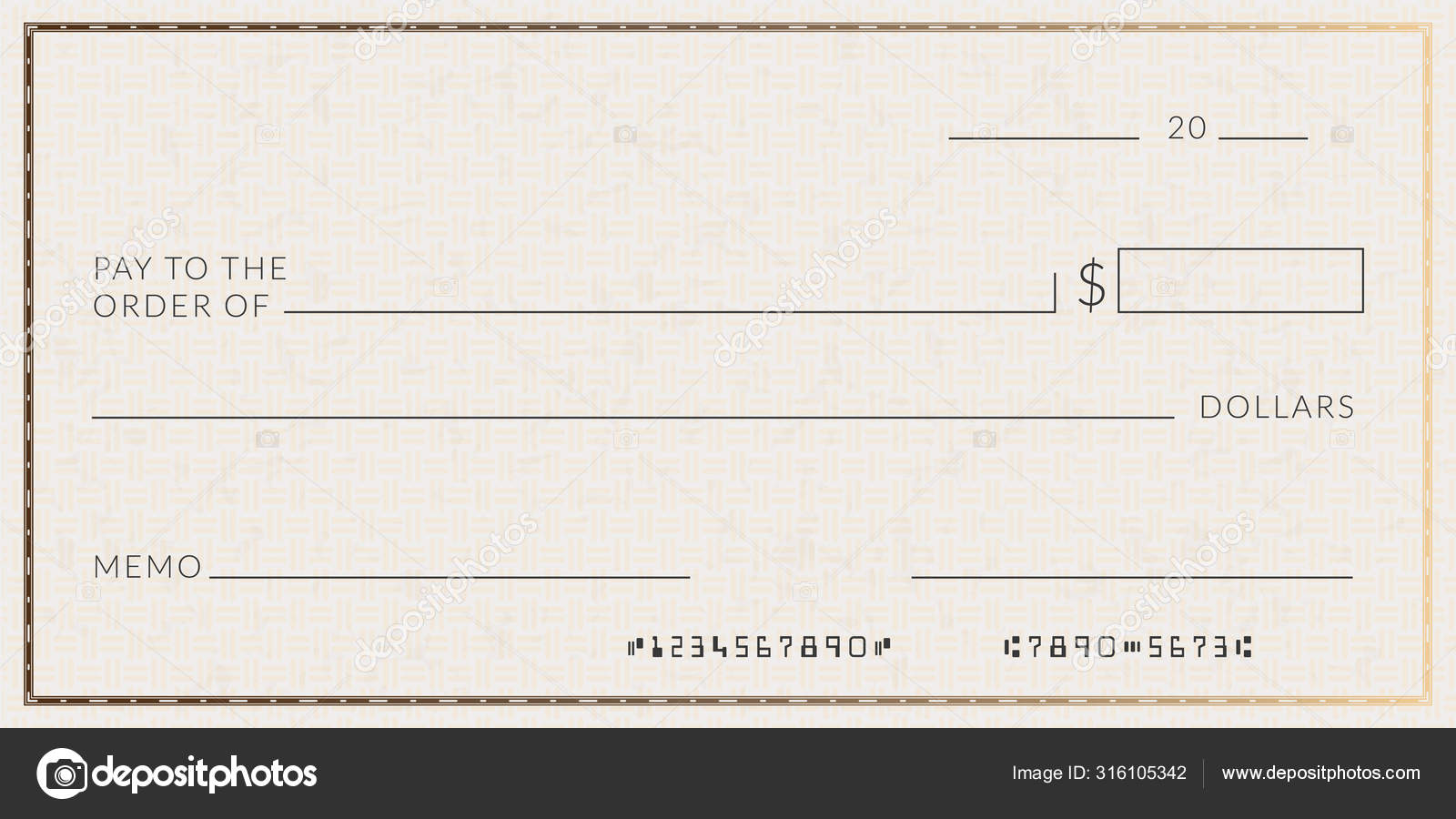 Blank bank check template. Fake cheque page mockup. Stock Vector Throughout Blank Money Order Template